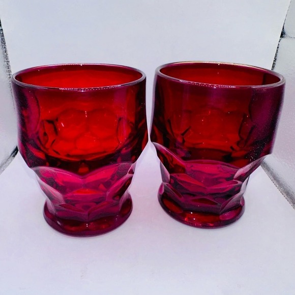 Vintage Anchor Hocking Georgian Ruby Honeycomb Drinking Glasses - Picture 1 of 6
